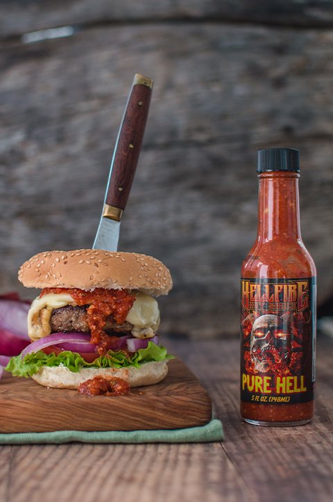 spicy burger with hot sauce