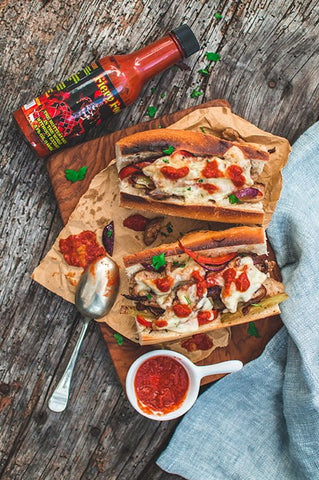 spicy hot sauce philly cheesesteak