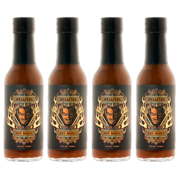 Devil’s Blend Bourbon Chipotle Hot Sauce 4 Pack - Devil’s Blend Bourbon Chipotle Hot Sauce 4 Pack - Hellfire Hot Sauce