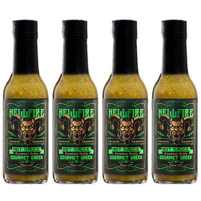 New Gourmet Green With Carolina Reaper! 4 Pack - New Gourmet Green With Carolina Reaper! 4 Pack - Hellfire Hot Sauce